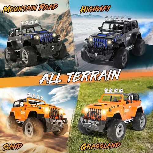 Miniatura 5 de Auto de control remoto 1:16 con aerosol, luces y sonido, Jeep de control remoto de 2.4 GHz para niños, todo terreno, todoterreno, Jeep RC, juguete