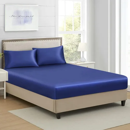 Miniatura 21 de Sábana bajera ajustable de satén de seda tamaño King, sábanas de cama individuales de bolsillo profundo que se venden por separado, sin arrugas, que