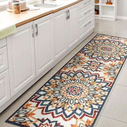 JONATHAN Y AMC112A-28 Flora - Alfombra abstracta con mandala alto y bajo, para interiores y exteriores, diseño floral costero tropical, fácil