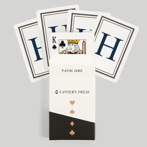 Miniatura 6 de Lantern Press Monograma, Estate, Gris y Azul, H (52 cartas de juego, baraja de cartas de tamaño póquer con Jokers)