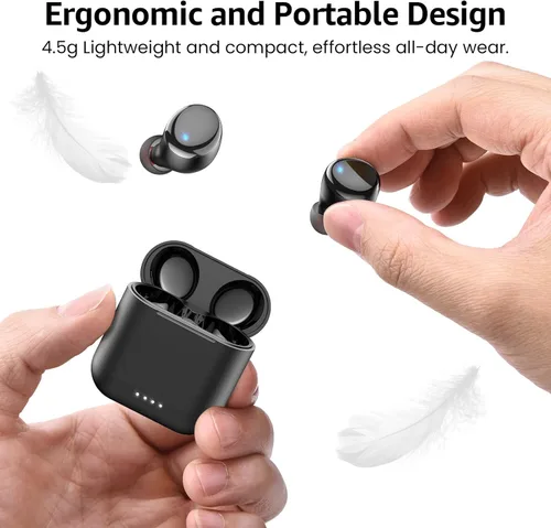 Miniatura 7 de TOZO Auriculares inalámbricos T6, auriculares Bluetooth, sonido estéreo en el oído, 50 horas de reproducción, llamada clara AI, funda de carga Negro