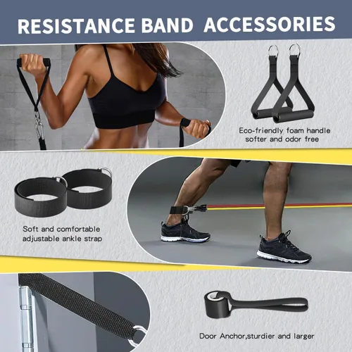 Miniatura 3 de WHATAFIT Bandas de resistencia, bandas de ejercicio, bandas de resistencia para entrenamiento, bandas de entrenamiento con asas para hombres