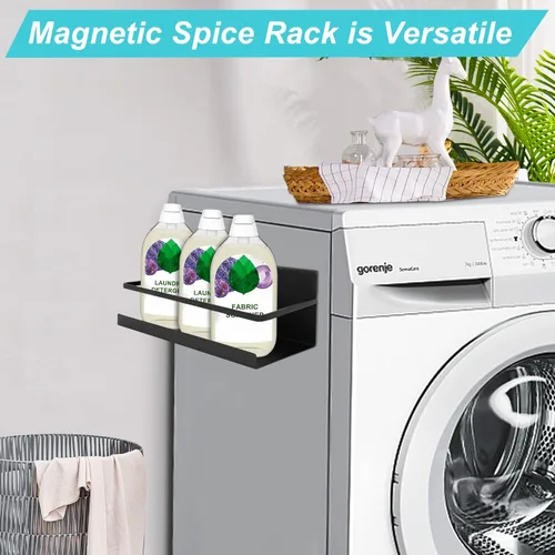 Miniatura 6 de Paquete de 2 especieros magnéticos de alta calidad para refrigerador, estante magnético fuerte para especias para sostener tarros, estante magnético