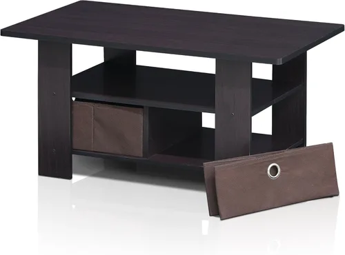 Miniatura 6 de Furinno Andrey - Mesa de café con cajón, color nogal oscuro