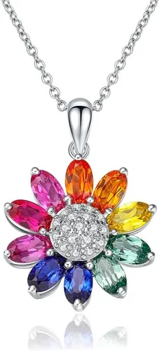 RANDES Collares de girasol para mujeres, adolescentes y niñas, delicado colgante de plata de ley 925 You're My Sunshine, joyería de girasol de