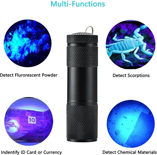 Miniatura 5 de Paquete de 6 luces negras UV 9 LED linterna antorcha luz al aire libre etc (paquete de 6)