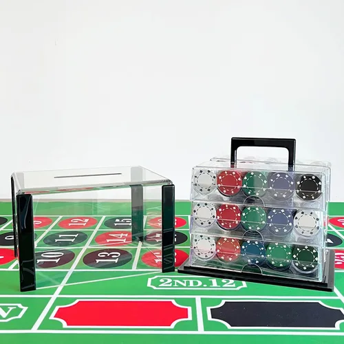 Miniatura 5 de SEETOOOGAMES Bandeja de fichas de póquer, soporte acrílico transparente para fichas de casino con tapa, estuche de almacenamiento de fichas