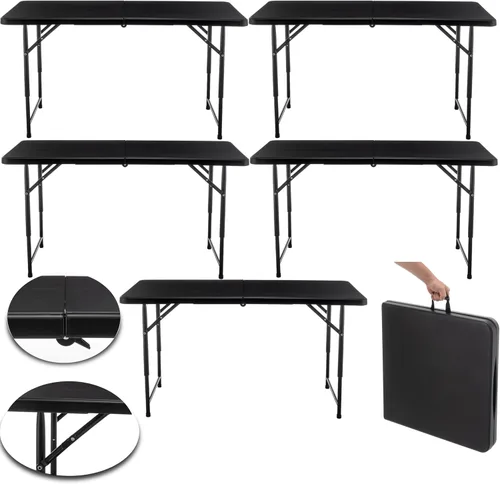 Miniatura 34 de BTEXPERT Juego de 2, mesa plegable de utilidad de 4 pies, ligera, altura ajustable, portátil, con asa de transporte, para interiores y exteriores