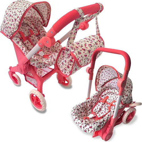 Miniatura 9 de Combo de Cochecito y Asiento de Coche para Muñeca Bebé – Cochecito de Muñeca Convertible 2 en 1 y Asiento de Coche para Niños – Se Adapta a Muñecas