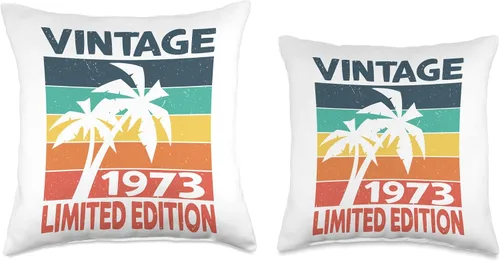 Miniatura 3 de Vintage 1973 Birthdate Limited Edition Sunset and Palm Trees Throw Pillow