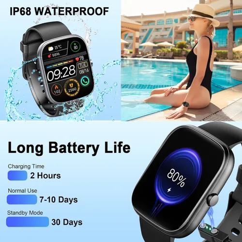 Miniatura 7 de Reloj inteligente (respuesta/haz llamadas), reloj inteligente HD de 1.91 pulgadas para hombres y mujeres, monitor de ritmo cardíaco/sueño/podómetro
