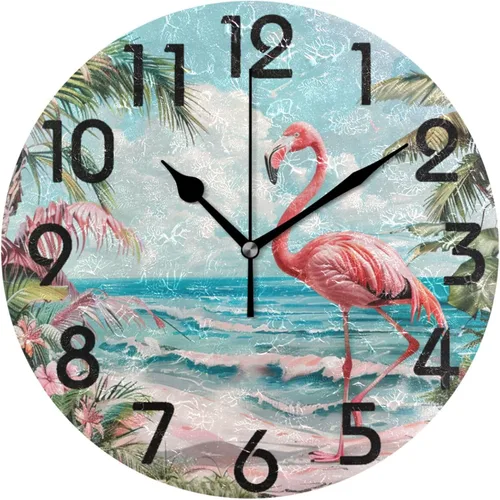 Miniatura 15 de Pretty Sping Flowers Birdhouse Family Birds Reloj de pared redondo, 10 pulgadas, analógico, silencioso, sin tictac, para el hogar, cocina, sala