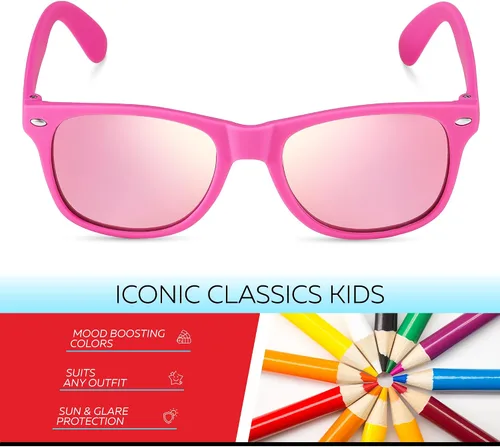 Miniatura 194 de Retro Rewind Lentes de sol para niños y niñas de 3 a 12 años, inastillables, UV400, lentes de sol para niños pequeños