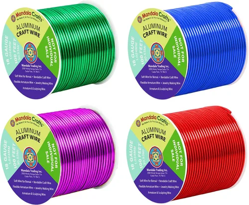 Miniatura 193 de Mandala Crafts - Alambre de aluminio anodizado de 8 calibre para hacer joyas - 9.75 m de alambre flexible negro colorido - Flexible para bonsái