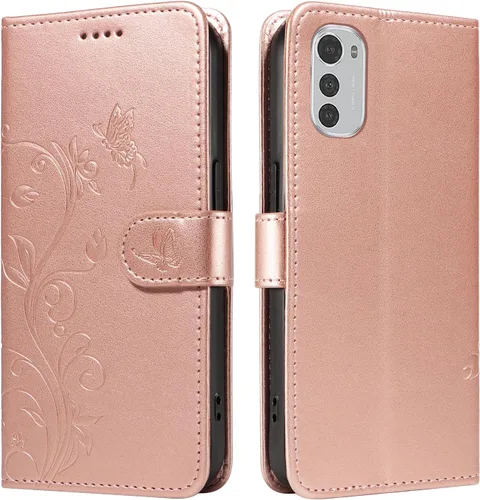 Miniatura 49 de Funda para Motorola Moto E22/E22i, piel sintética, con tarjetero y correa para la muñeca, a prueba de golpes, funda magnética para Motorola Moto Rojo