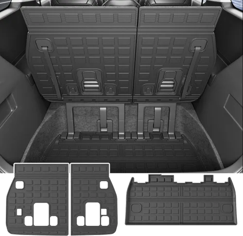 Miniatura 23 de xipoqix Alfombrilla de maletero con respaldo Compatible con forros de carga Jeep Cherokee 2019-2023 de TPE, protector de asiento trasero de repuesto
