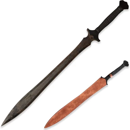 Miniatura 14 de SV Espada de corte artesanal hecha a mano de manganeso y acero, de tang completo, para exteriores, caza, camping, senderismo, supervivencia