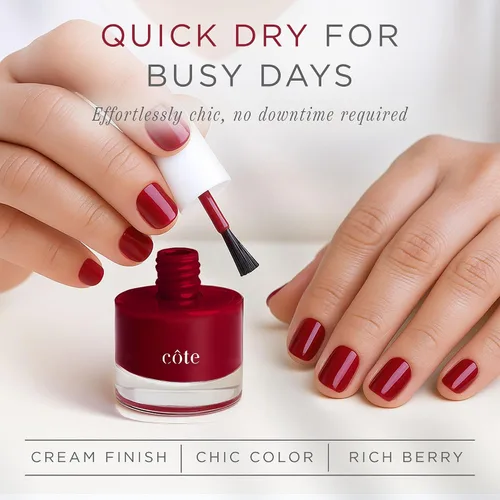 Miniatura 2 de Cote Beauty's - Esmalte de uñas natural Warm Rich Berry, acabado lujoso, cremoso, de larga duración, resistente a las astillas, vegano y libre