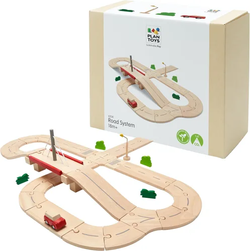 Miniatura 18 de PlanToys® Juego de camino y riel de goma, pequeño juego Montessori de madera Imaginación, resolución de problemas y exploración de movimiento