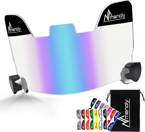 Miniatura 11 de MENOLY Visera de fútbol, visera de casco de fútbol juvenil, resistente a los arañazos, bloqueador UV, visera de protección facial para casco