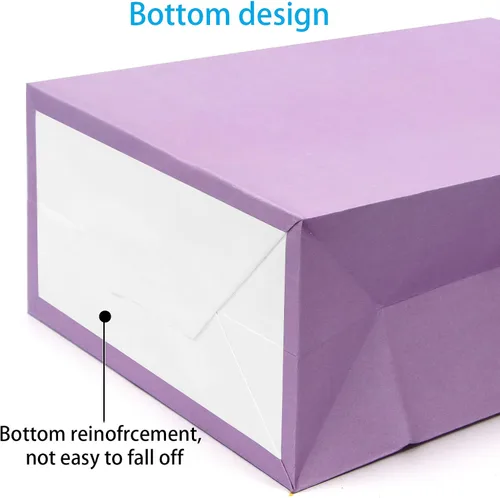 Miniatura 4 de 25 bolsas de regalo pequeñas de papel kraft morado claro, bolsas de regalo moradas con asas para recuerdos de fiesta (8.2 x 6 x 3.1 pulgadas)