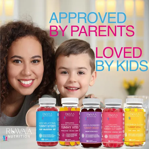 Miniatura 7 de RUWAA NUTRITION Gomitas probióticas orgánicas para niños para la salud digestiva, apoyo inmunológico, estreñimiento, hinchazón. 2.5 mil millones