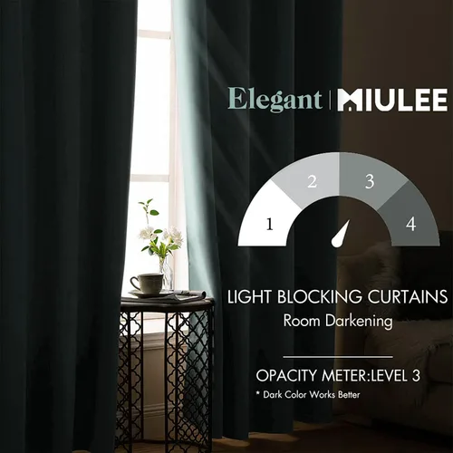 Miniatura 2 de MIULEE Cortinas opacas para dormitorio o sala de estar, juego de 2 paneles de cortina para ventana con aislamiento térmico y bloqueo de luz