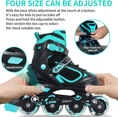 Miniatura 3 de Nattork Blade - Patines para niños con rueda iluminada, para exteriores e interiores, patines negros en línea iluminados para niños pequeños de 5 a