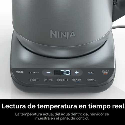 Miniatura 5 de Ninja KT200 - Hervidor eléctrico de temperatura de precisión, 1500 vatios, sin BPA, inoxidable, capacidad de 7 tazas, ajuste de temperatura de Acero