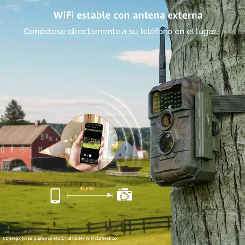 Miniatura 2 de GardePro Cámara E6 WiFi Trail (no celular), WiFi estable con antena externa, visualización de aplicaciones en el sitio, 64MP 1296P HD, visión