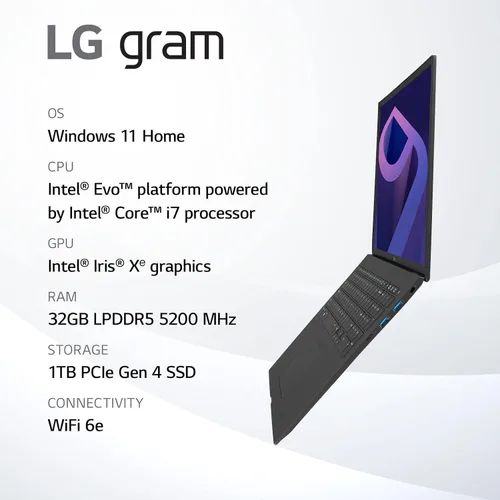 Miniatura 3 de LG gram (2022) 14Z90Q - Laptop ultraligera, pantalla IPS de 14 pulgadas (1920 x 1200), procesador Intel Evo 12ª generación i7 1260P, 32 GB LPDDR5