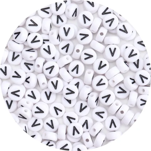 Miniatura 14 de 100 cuentas de letras – Cuentas redondas blancas del alfabeto acrílico de 0.16 x 0.27 pulgadas para hacer joyas, pulseras, collares y llaveros