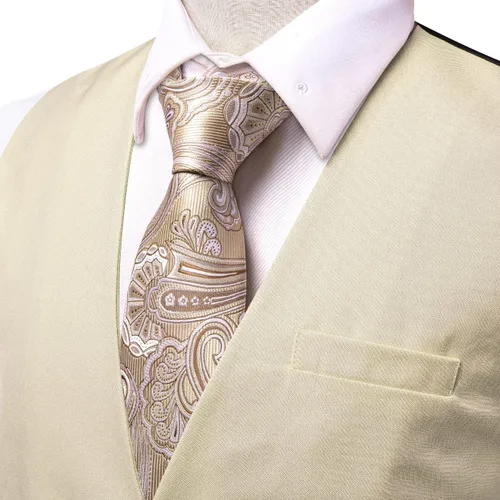 Miniatura 6 de Hi-Tie Chaleco de traje vintage para hombre, cuello a medida, cuello en V, un solo pecho, sin mangas, para boda, formal, baile de graduación