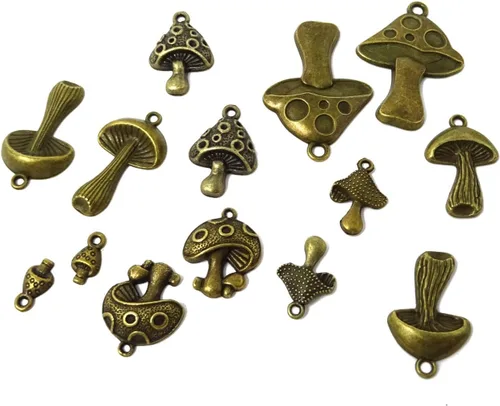 Miniatura 4 de Honbay 42 dijes de aleación de hongos, bonitos hallazgos de joyería para aretes, collares, pulseras, llaveros y manualidades (7 estilos), aleación