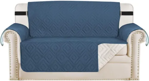 Miniatura 75 de H.VERSAILTEX Funda reversible para silla, protector de muebles antideslizante, resistente al agua, con correas elásticas de 2 pulgadas