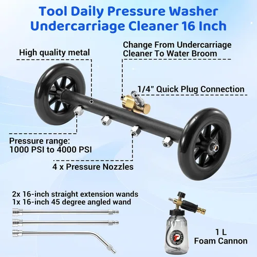 Miniatura 3 de Tool Daily - Accesorio para lavadora a presión de chasis de 16 pulgadas, limpiador de chasis de doble función con cañón de espuma de 1 litro, escoba