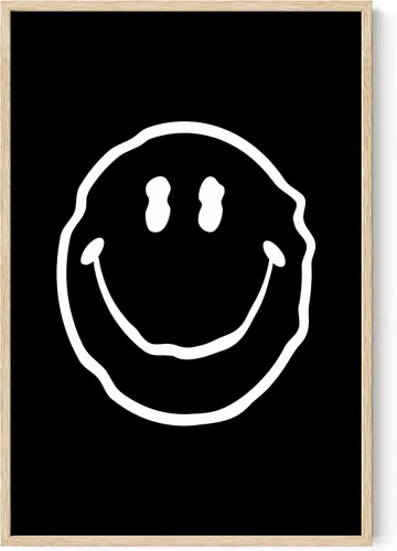 Miniatura 32 de HAUS AND HUES Impresión artística de sonrisas ácidas negras - Individual - 12x16 Smileys negros