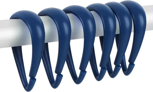 Miniatura 12 de Top-spring Ganchos para cortina de ducha, anillos de cortina de ducha de plástico negro, ganchos de ducha en forma de gota para cortina de baño