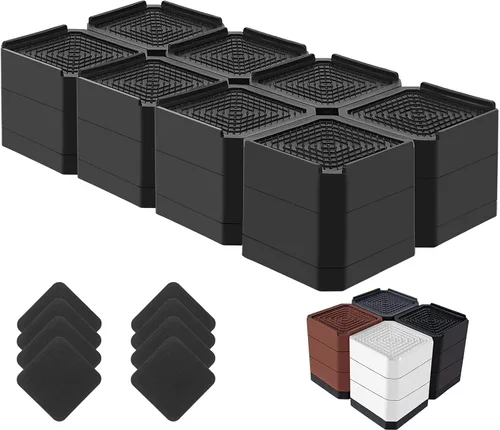 Miniatura 18 de Elevadores de cama resistentes, bloques elevadores de muebles ajustables de 1.5, 3, 4.3 pulgadas para patas de sofá, mesa, escritorio, refrigerador