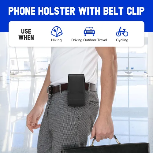 Miniatura 7 de Mopaclle Funda para teléfono celular con clip para cinturón y lazo, soporte para cinturón compatible con iPhone 17 Pro Max/Air, iPhone 16 Pro Max