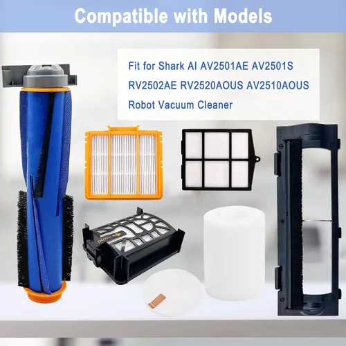 Miniatura 2 de Kit de accesorios para aspiradora Shark AI AV2501S AV2501AE RV2502AE RV2610WA RV2610WA, 1 cepillo principal, 3 filtros, 6 cepillos laterales, 1