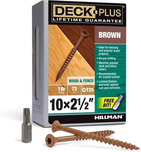 Miniatura 71 de Deck Plus Tornillos para valla y madera exterior con revestimiento epoxi de 3 pulgadas #10 x 3 Torx/Star Drive Incluido, rosca gruesa, tornillo