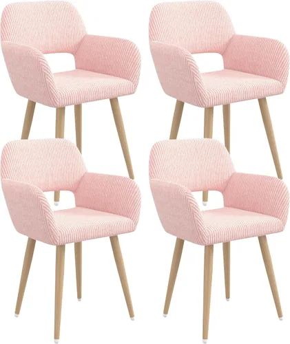 Miniatura 26 de Juego de 1 silla de escritorio para oficina en casa, silla de tocador de tela de pana para maquillaje con respaldo hueco, cómodo sillón con marco