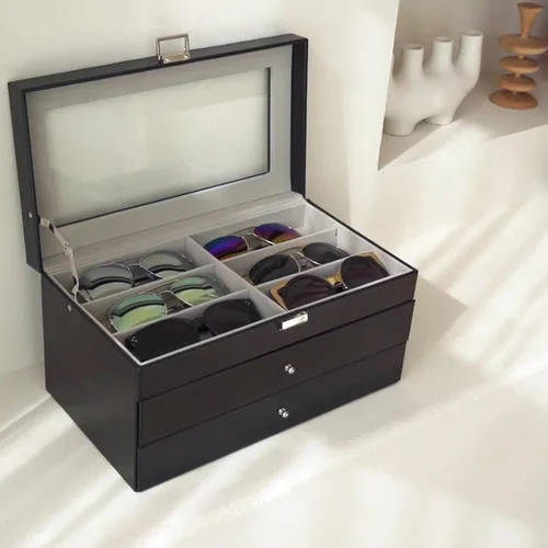 Miniatura 6 de ProCase Lacquered Finish Wooden Men's Jewelry Box Bundle with 18 Slots Sunglasses Organizer