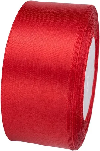Atrbb Cinta de satén de 25 yardas, 1-1/2 pulgadas de ancho, perfecta para bodas, lazos hechos a mano y envoltura de regalos, rojo