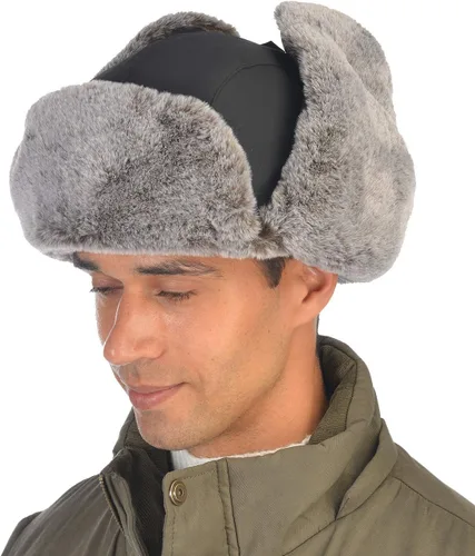 Miniatura 6 de Sombrero de trampero cálido de invierno, sombrero de piel rusa, sombrero esquimal Ushanka, solapa con piel sintética para hombres o mujeres