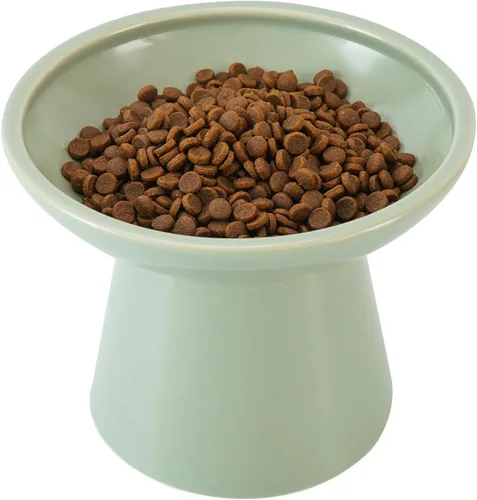Miniatura 16 de CEEFU Cuenco elevado extra ancho de cerámica para gatos, plato poco profundo de 6.2 pulgadas para aliviar la fatiga de los bigotes, 5 pulgadas