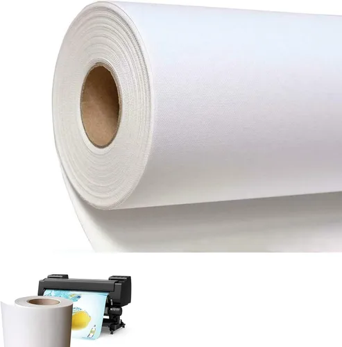 tonchean Rollo de lienzo de 24 pulgadas para pintar e imprimir, papel de lona de poliéster impermeable de 240 GSM, 98.4 x 23.6 pulgadas, acabado