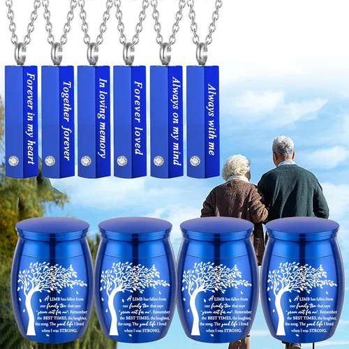 Miniatura 6 de Juego de 10 piezas de collar de urna de cremación para cenizas, urnas para compartir cenizas para humanos, adultos, mujeres, hombres, mini urnas
