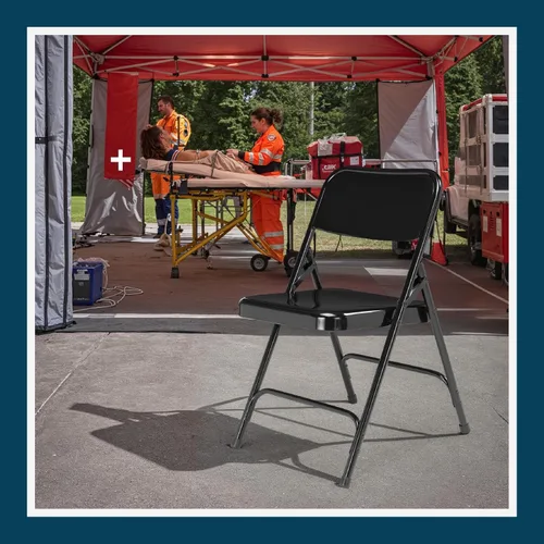 Miniatura 12 de OEF Furnishings Serie OEF200 Sillas Plegables de Acero para Trabajo Pesado, Sillas de Metal de Grado Comercial con Refuerzos Dobles, Capacidad
